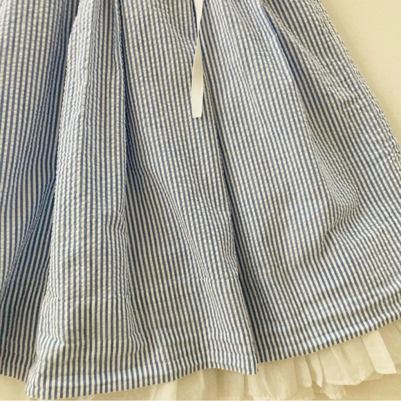 Ralph Lauren Girls 4 Blue Seersucker Wrap Dress - Picture 7 of 9